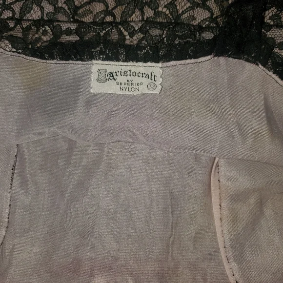 Antique/Vintage Black Lace Slip/Dress with Lavender Underslip - Picture 5 of 7